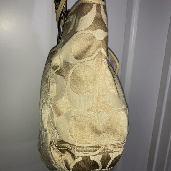 Coach Signature Leah Khaki Tote Handbag Shoulder Bag EUC - Picture 3 of 10